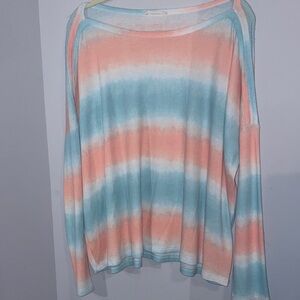 Pink blue and white top